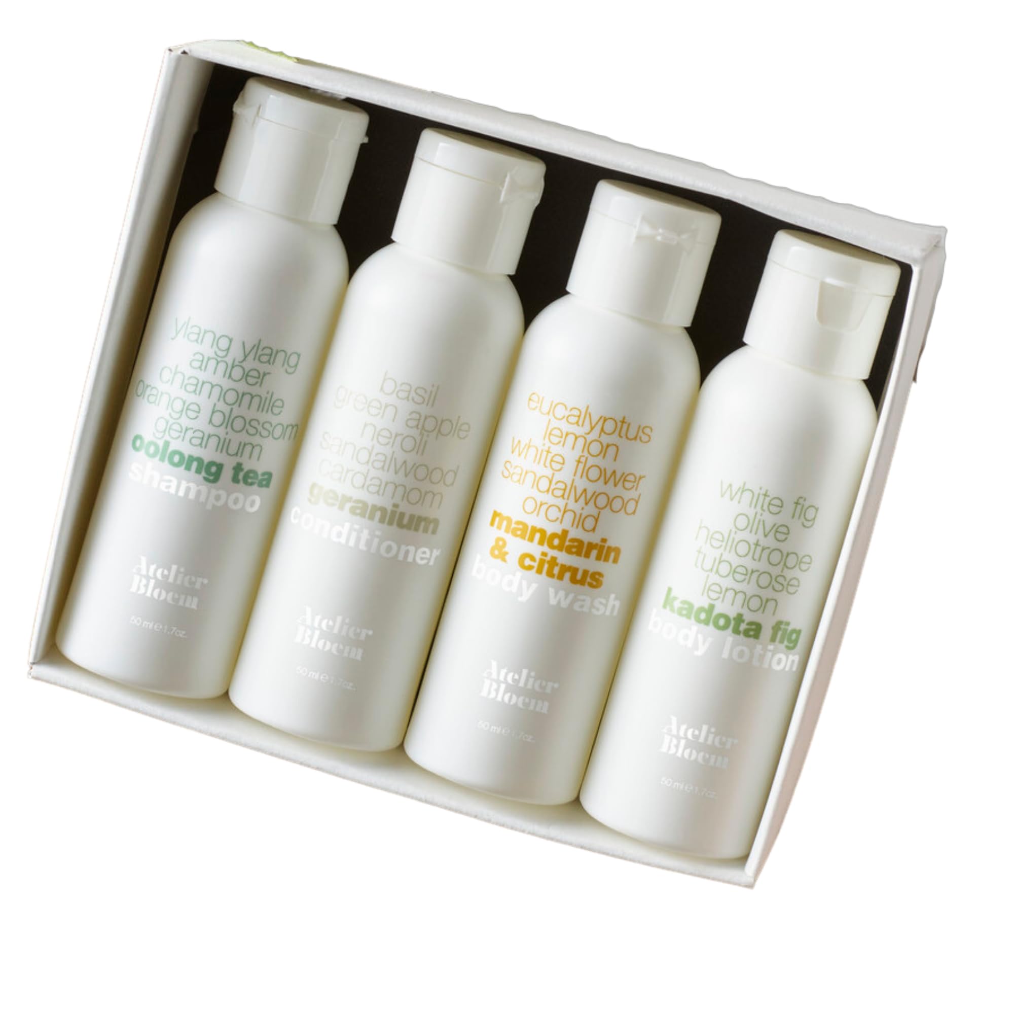 Atelier Bloem Kimpton Hotel Collection Travel Gift Set - Mandarin & Citrus Body Wash, Kadota Fig Body Lotion, Oolong Tea
