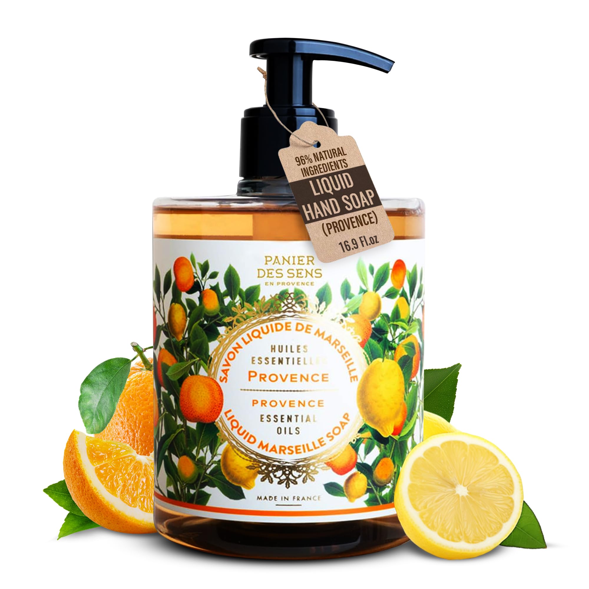 Panier des Sens Refreshing Provence Moisturizing Hand Soap - Natural & Coconut Oil Refill - Kitchen & Bathroom - French